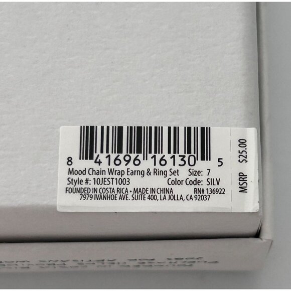 Pura Vida Mood Chain Wrap Earrings & Ring Set Size 7 Silver Tone - Picture 3 of 3